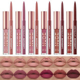 Khazna 12 Pcs Lip Liner and Lipstick Set - Velvety Matte Liquid Lipsticks
