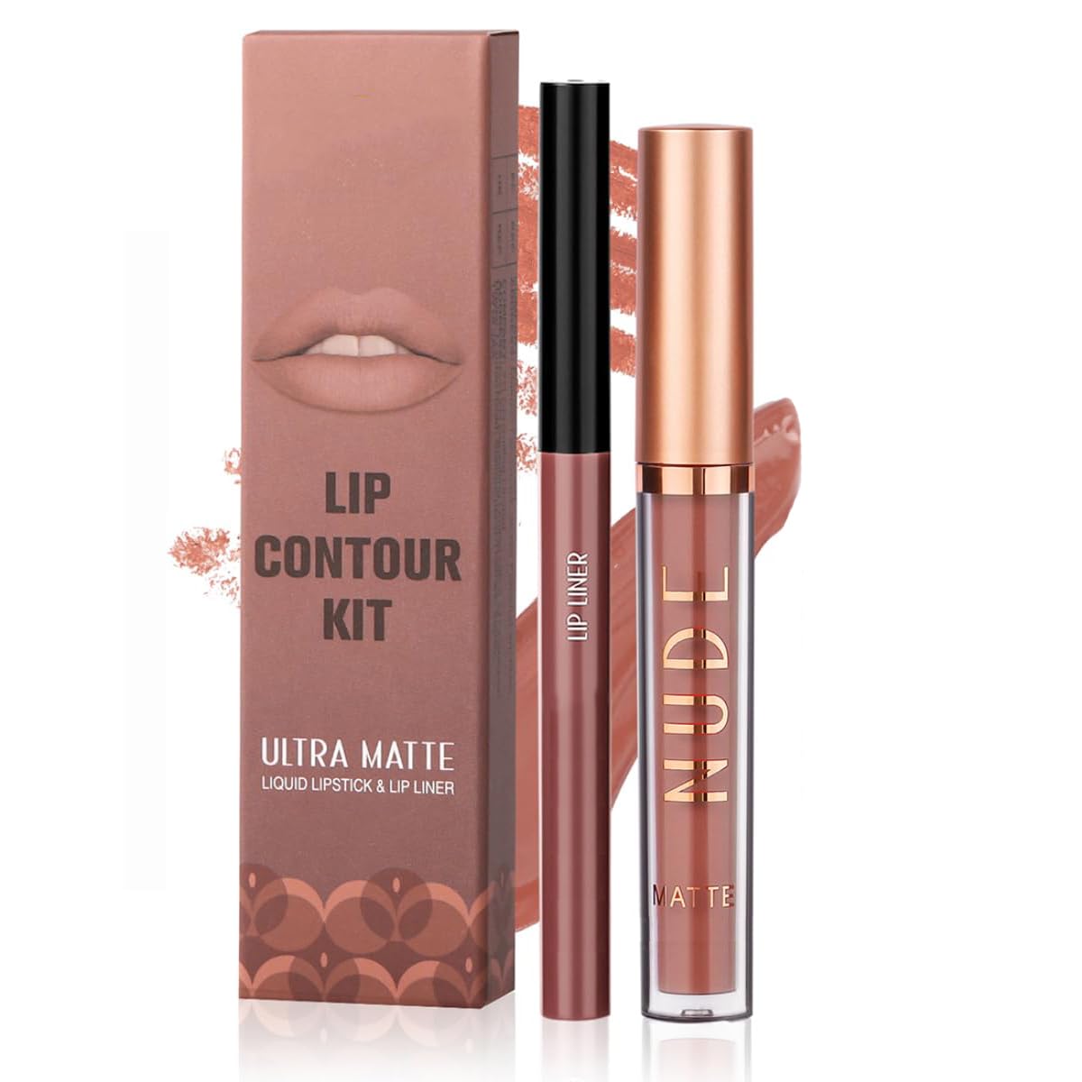 Liquid Lipstick & Lip Liner Combo Set - Matte Lip Contour Kit