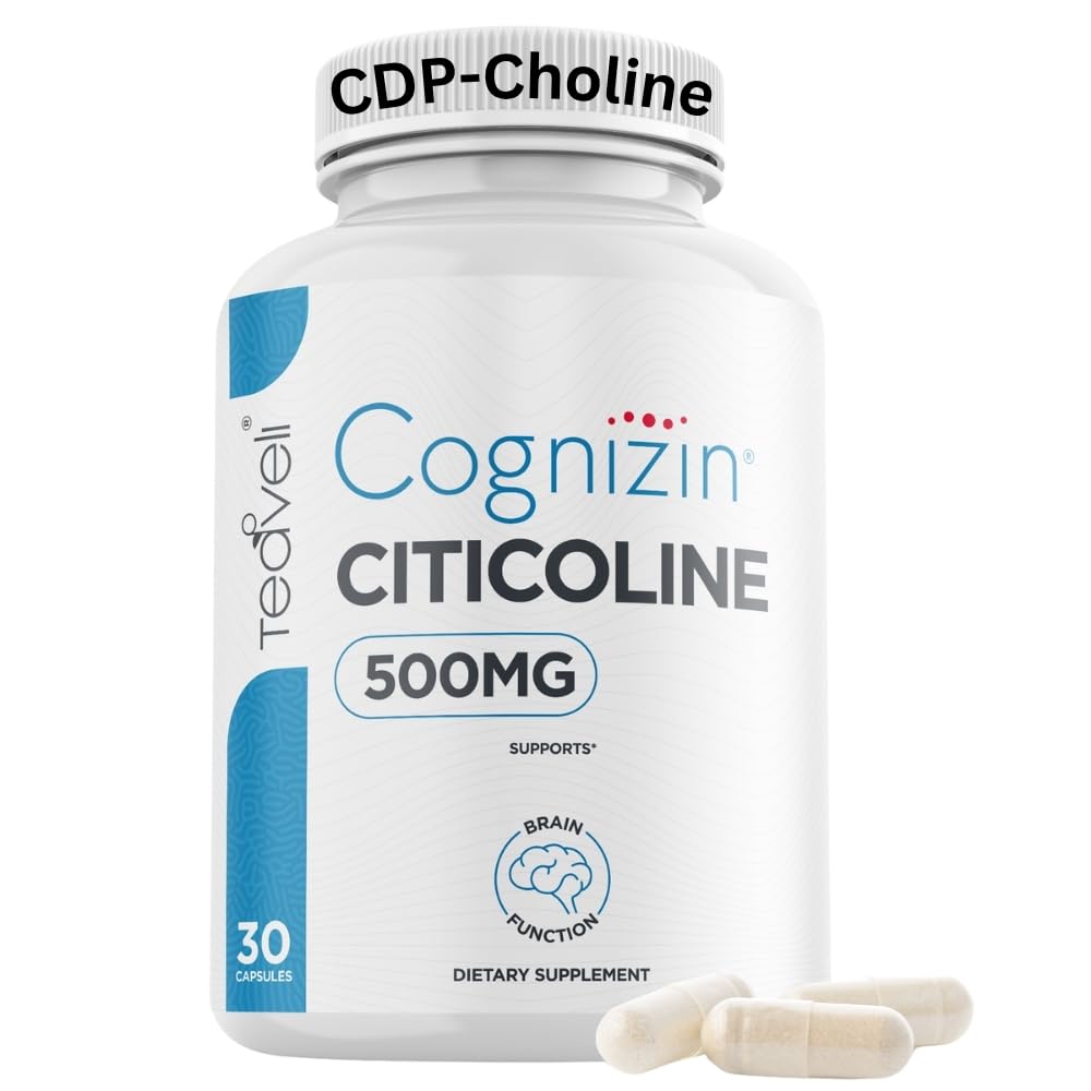 Teaveli Cognizin Citicoline Capsules (500 mg) - Clinically Studied Brain Supplement for Clarity & Memory