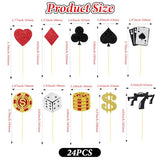 24 Pcs Casino Cupcake Toppers with Glitter Poker Chips - Vegas Themed Party Decorations