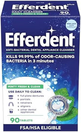 Efferdent Retainer Cleaning Tablets Denture Cleanser Tablets For Dental Appliances Fresh Clean Minty Fresh 90 Tablets