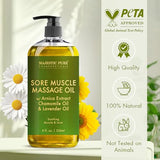 Majestic Pure Arnica Sore Muscle Massage Oil - Lavender & Chamomile - 8 Fl. Oz (Set of 2)