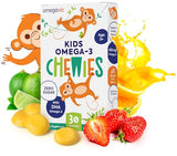 OmegaVia Omega 3 Gummies - High DHA for Kids Brain & Eye Health - Sugar-Free Natural Fruit Flavor - 60 Gummies