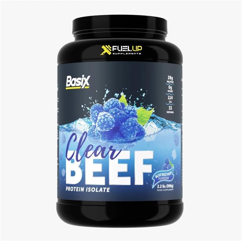 BasiX Beef Protein Supplement - Blue Razz Rush 998g | 33 Servings | Grass-Fed Collagen Peptides