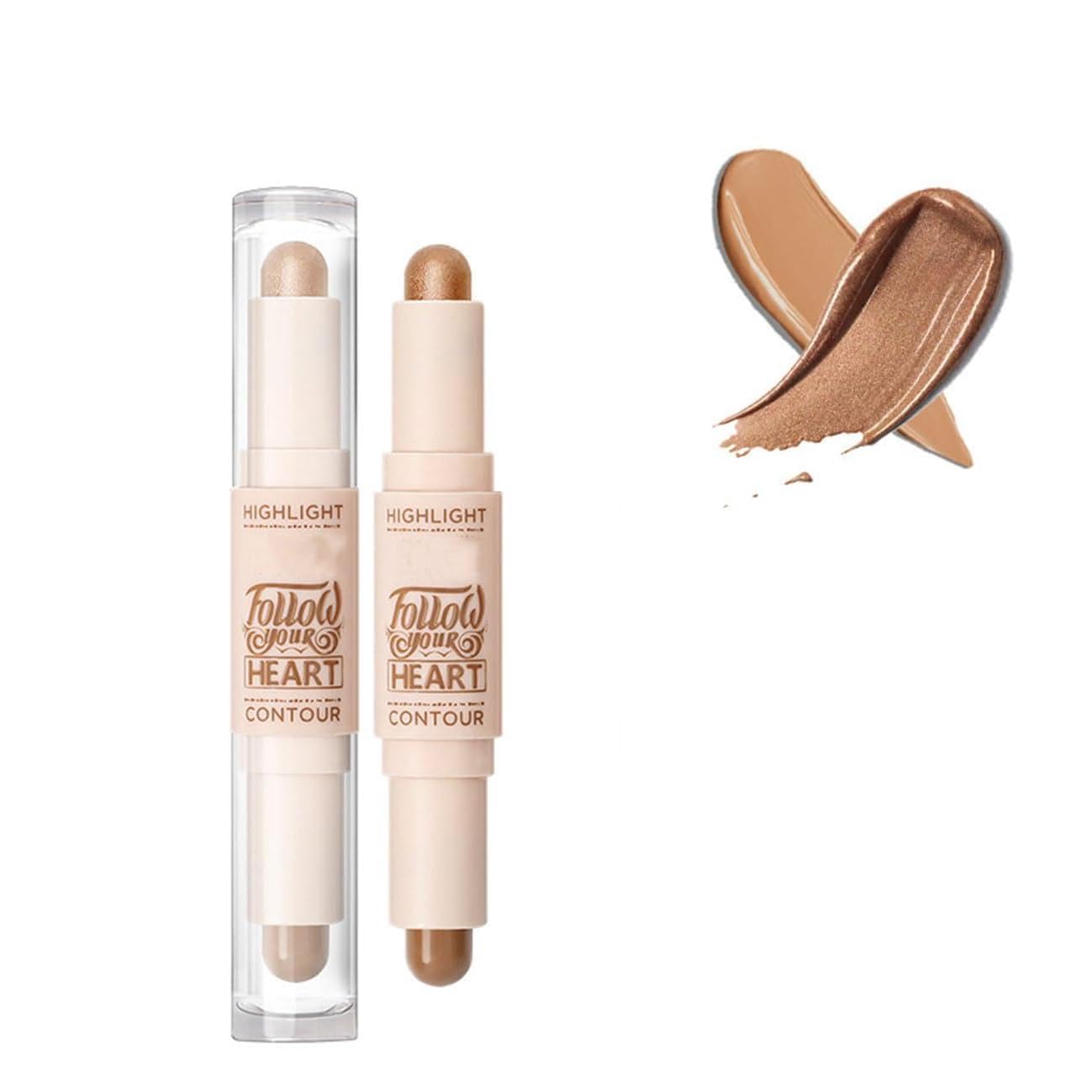 2-in-1 Highlighter & Contour Stick Trio - Multi-Shade Skincare-Inspired Makeup for Flawless, Defined Skin