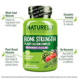 NATURELO Bone Strength - Plant-Based Calcium, Magnesium, Potassium, Vitamin D3, C, K2 - GMO, Soy, Gluten Free - 120 Vegetarian Capsules
