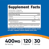 Nutricost Phosphatidylserine 400mg - 120 Capsules | Soy Free, Vegetarian, Non-GMO, Gluten Free | Memory & Stress Support