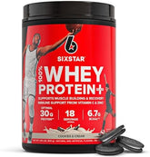 Six Star Whey Protein Powder Plus - Muscle Building & Recovery Formula with Whey Isolate Powder, BCAAs, 30g Protein, Immune Support - Post-Workout Supplement - Cookies and Cream, 1.8 lbs