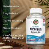 KAL, Magnesium Glycinate Fully Chelated High Absorption Formula for Stress Relaxation Muscle & Bone Health Support, 240 Count