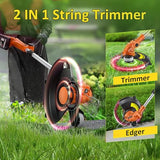 JAGROM Electric String Trimmer Cordless with 2x2.0Ah Battery - 20V Lawn Mower & Edger