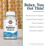 KAL, Magnesium Glycinate Fully Chelated High Absorption Formula for Stress Relaxation Muscle & Bone Health Support, 240 Count