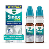 Vicks Sinex SEVERE Nasal Spray - Ultra Fine Mist Sinus Decongestant Twin Pack, 2 x 0.5 FL OZ