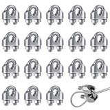 KASTWAVE 18 Pcs M3 U Bolt Wire Rope Clip and Cable Clamp - 304 Stainless Steel for Garden and Gym Use