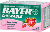 Bayer Aspirin Regimen - Low Dose Chewable Pain Reliever (36 Tablets)