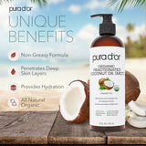 PURA D'OR Organic Fractionated Coconut Oil 16 oz - MCT Oil for Hair, Face & Skin
