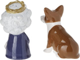 Abbott Collection Queen & Corgi Salt & Pepper Set - Charming Kitchen Accessory