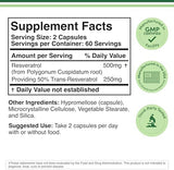 Resveratrol Supplement 500mg Per Serving, 120 Capsules (Resveratrol Polygonum Root Extract Providing 50% Trans Resveratrol) Healthy Aging Support by Double Wood