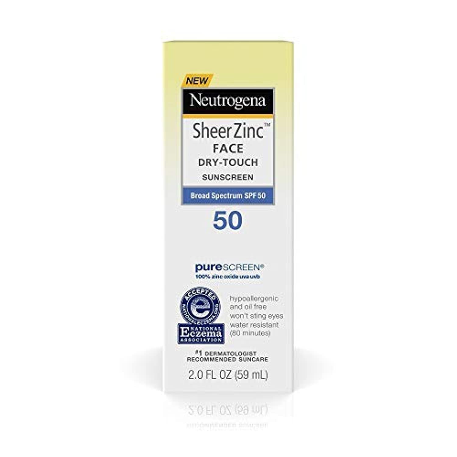 Neutrogena Sheer Zinc Face Dry Touch SPF 50 Sunscreen - 2oz (Pack of 2) - Mineral-Based & Non-Greasy