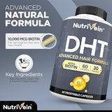 Nutrivein DHT Blocker with Biotin – Supports Hair Growth & New Follicle Growth for Men & Women – 60 Capsules (30 Day Supply)