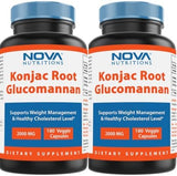 Nova Nutritions 2 Pack Konjac Root Glucomannan Capsules 2000 mg/Serving Veggie Caps 180 Count (Total 360 Capsules)