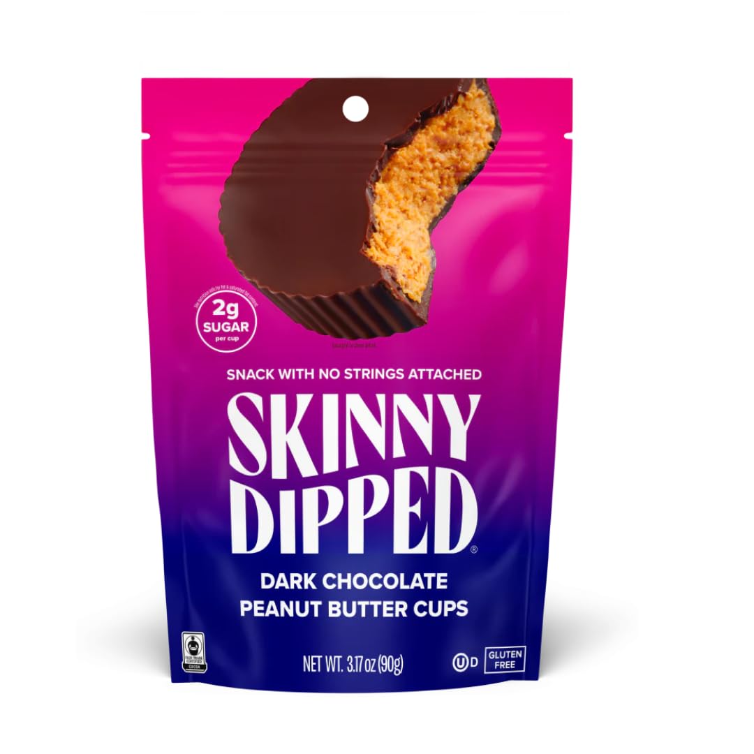 SkinnyDipped Dark Chocolate Peanut Butter Cups - Keto, Low Sugar (6 Count)