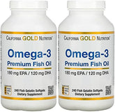 California Gold Nutrition Omega 3 Premium Fish Oil 240 Fish Gelatin Softgels