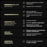 141,500mg GLP-1 Berberine Weight Loss Supplement + Dihydroberberine, Ceylon Cinnamon, Chromium Picolinate, Bitter Melon - 100x Strength Berberine 1500mg Natural Appetite Suppressant Pills for Women