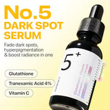 numbuzin No.5+ Glutathione & Vitamin Concentrated Serum for Dark Spots – Korean Skincare Brightening Treatment (1.01 fl.oz/30ml)