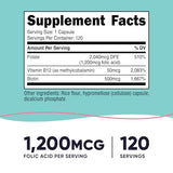 Nutricost Folic Acid for Women (Vitamin B9) 1200 mcg - with B12 and Biotin - 120 Capsules - Veggie Caps, Non-GMO & Gluten Free