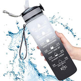 32oz Sports Water Bottle with Time Marker & Straw - Leak-Proof BPA-Free Motivational Hydration Bottle