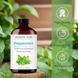 MAJESTIC PURE Peppermint Essential Oil 118ml - 100% Pure Natural Premium Grade for Hair Care, Diffusers, Skin, Aromatherapy & Massage