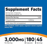 Nutricost D-Aspartic Acid (DAA) Capsules 3000mg Per Serving (180 Capsules) - Non-GMO