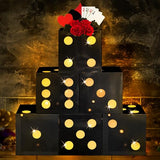 6 Pcs Large Dice Favor Boxes with LED Lights - Casino Party Decorations - Black 11.8 Inch