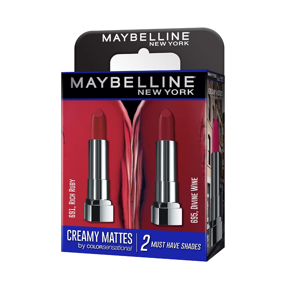 Maybelline New York Matte Lipstick - Pack of 2 - Rich Ruby & Divine Wine - Creamy Matte Finish - 5 g Each