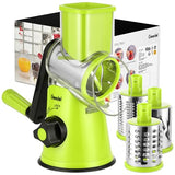 Geedel Rotary Cheese Grater & Mandoline Slicer - 3 Interchangeable Blades