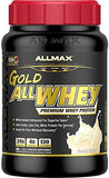 ALLMAX GOLD ALLWHEY Premium Whey Protein in French Vanilla, 5 lbs, high-quality protein powder for muscle building and recovery.