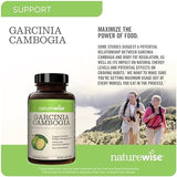 Naturewise Garcinia Cambogia 60% HCA extract, vegan, non-GMO, gluten-free, supports weight goals and energy, 90 capsules