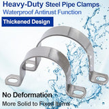 Pipe Strap Clamp Ø 40 mm Heavy Duty Metal U Bracket - Stainless Steel Conduit Clamps for Pipe Mounting, 10 Pcs