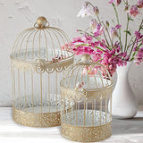 WHW Whole House Worlds Hamptons Romantic Gold Bird Cages Set of 2 - Decorative Table Top Centerpieces