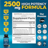 Triple Strength Omega 3 Fish Oil 2500mg - 180 Pescatarian-Friendly Capsules