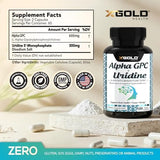 Alpha GPC 600mg + Uridine 300mg Nootropic – Focus, Energy, Brain Boost 120 Caps