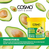 Cosmo Hair Care Soft & Shine Hydrating Avocado & Shea Butter Styling Gel 450g | Flake-Free Firm Hold Gel for Men & Women