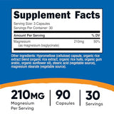 Nutricost Magnesium Glycinate Capsules - 90 Count, 210mg Per Serving - Gentle Absorption Magnesium Supplement