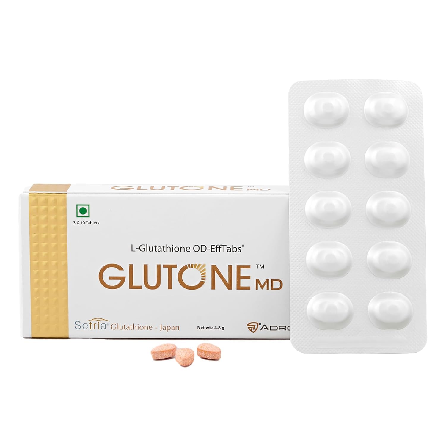Glutone MD Glutathione Mouth-Dissolving Tablets | 100mg Setria L-Glutathione | Radiant Glow & Even Skin Tone | Pack of 30 (Orange)