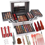 UNIFULL 132 Color All-In-One Makeup Kit for Women - Professional Makeup Set with Eyeshadow, Lipstick, Concealer, Lip Gloss, Eyeliner & Mascara (006N2-Silver)