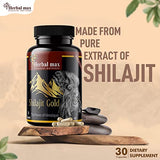 Herbal Max Himalayan Shilajit Gold Extract 800mg 30 Capsules Pack of 3