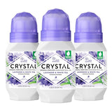 CRYSTAL Aluminum-Free Mineral Deodorant Roll-On - Lavender & White Tea - 2.25 fl oz (Pack of 3)