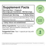 Double Wood Supplements Magnesium Glycinate 400mg - 180 Capsules - Vegan Safe, USA Made - High Absorption Formula