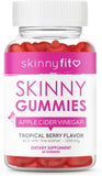 SkinnyFit Skinny Gummies Apple Cider Vinegar Gummies w/ The Mother, Healthy Weight, Immune Support, Vitamin B9, B12, Beetroot, Pomegranate, Vegan-Friendly, 60 Count