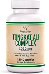 Tongkat Ali Extract 200:1 for Men - 1000mg per Serving, 120 Capsules - Men's Health Support with Tribulus Terrestris - Third Party Tested by Double Wood